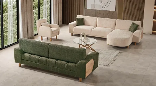 Product img 2, Safir Ahşap Ayaklı Yataklı Köşe Koltuk Takımı